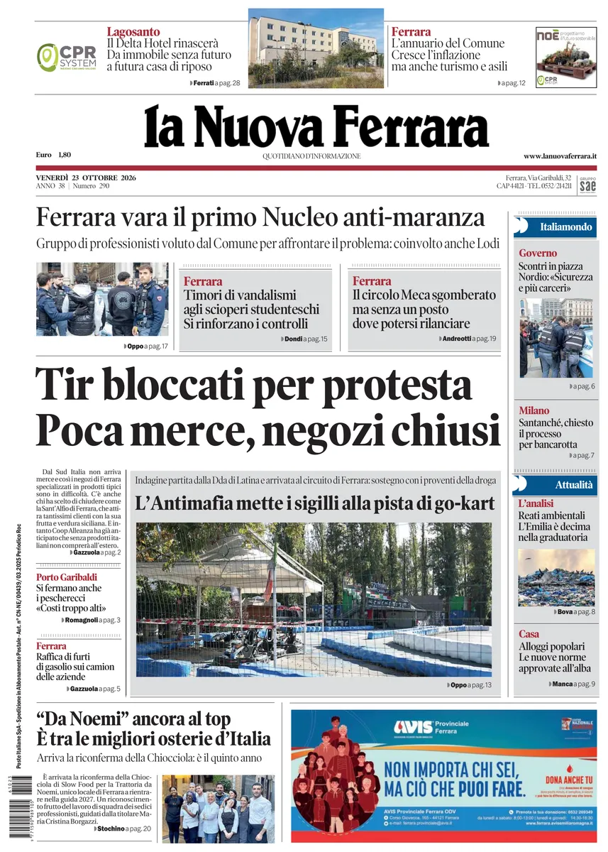 Prima-pagina-nuova ferrara-oggi-edizione-del-2026-10-23